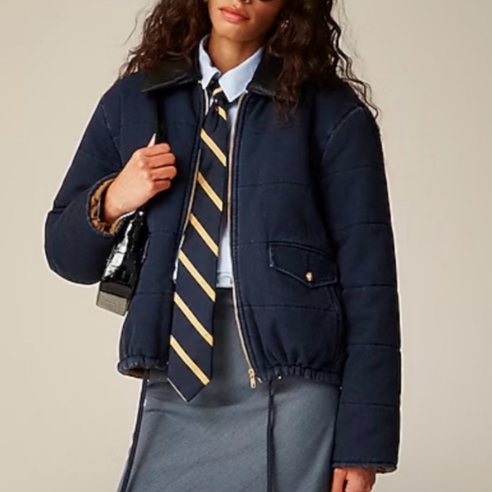 NWT J. Crew Quilted Rugged Canvas Jacket Navy Blue